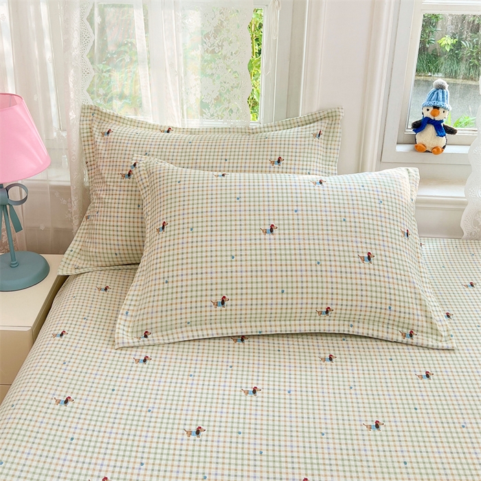 91家纺网 家纺一手货源 找家纺 梦舒羽 2025新款云感双层纱印花枕套宿舍单人枕芯套一对装枕头套 快乐逐梦