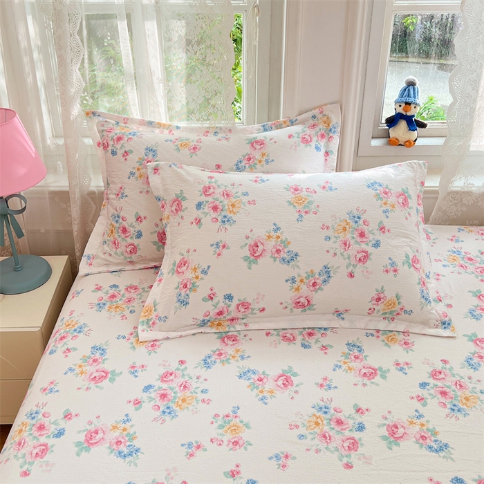 91家纺网 家纺一手货源 找家纺 梦舒羽 2025新款云感双层纱印花枕套宿舍单人枕芯套一对装枕头套 朝花夕拾