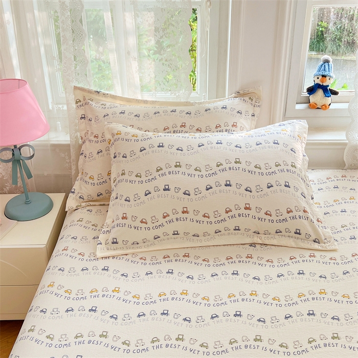 91家纺网 家纺一手货源 找家纺 梦舒羽 2025新款云感双层纱印花枕套宿舍单人枕芯套一对装枕头套 汽车世界