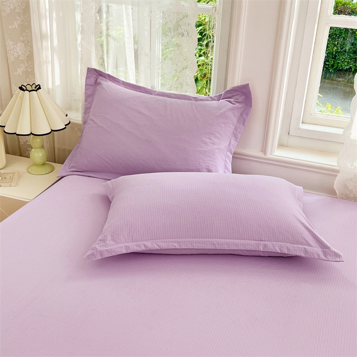 梦舒羽 2025新款云感双层纱印花枕套宿舍单人枕芯套一对装枕头套 暮山紫