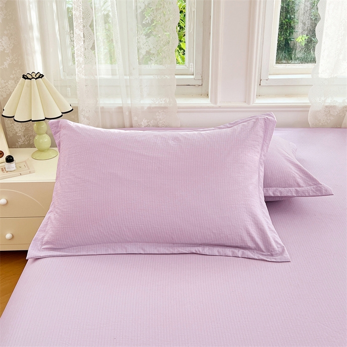 91家纺网 家纺一手货源 找家纺 梦舒羽 2025新款云感双层纱印花枕套宿舍单人枕芯套一对装枕头套 暮山紫