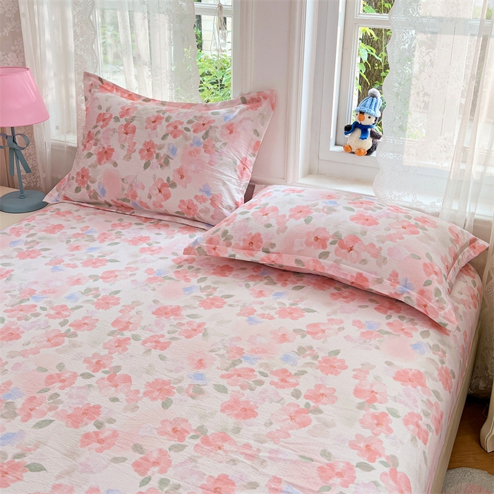 91家纺网 家纺一手货源 找家纺 梦舒羽 2025新款云感双层纱印花枕套宿舍单人枕芯套一对装枕头套 倾城之恋