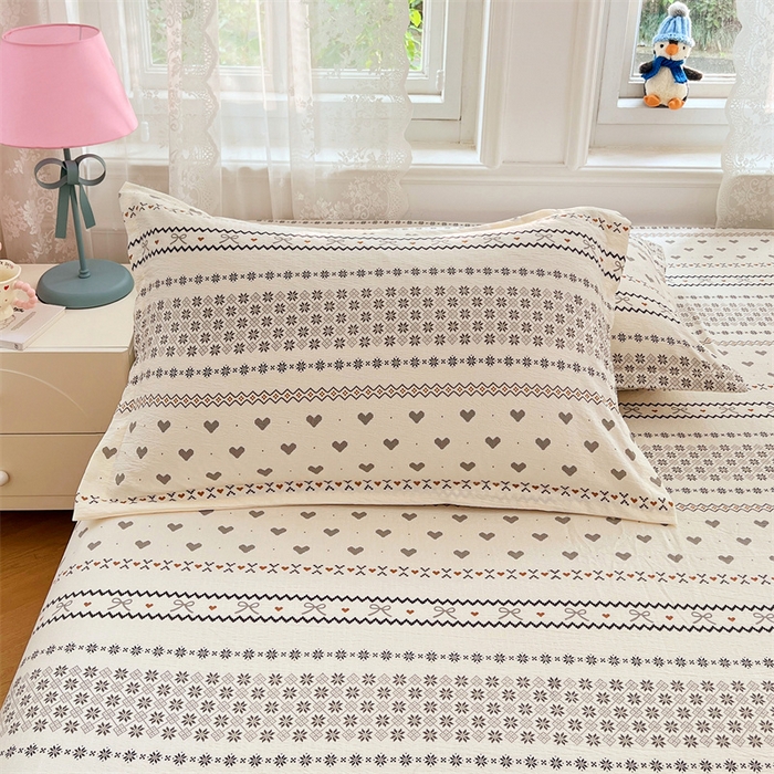 91家纺网 家纺一手货源 找家纺 梦舒羽 2025新款云感双层纱印花枕套宿舍单人枕芯套一对装枕头套 遇见浪漫