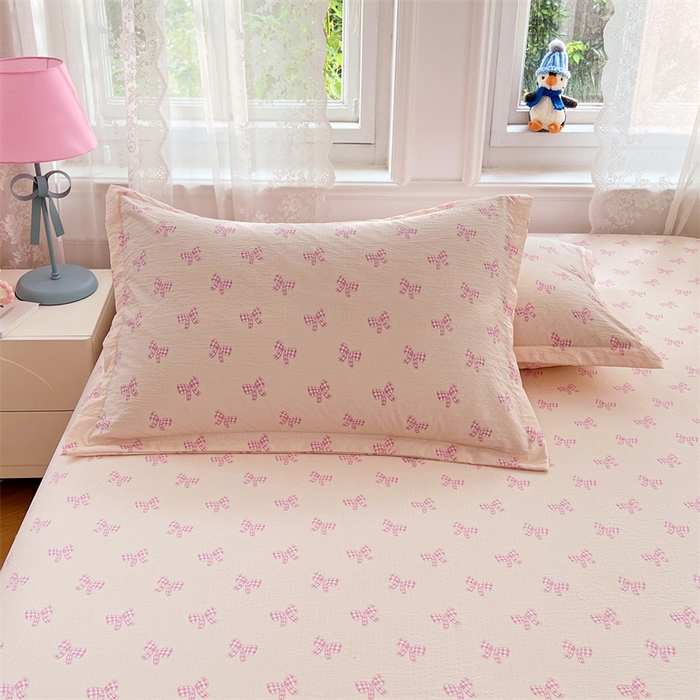 91家纺网 家纺一手货源 找家纺 梦舒羽 2025新款云感双层纱印花枕套宿舍单人枕芯套一对装枕头套 少女物语