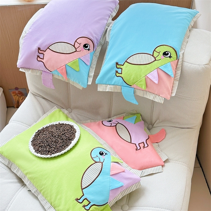 91家纺网 家纺一手货源 找家纺 卓昌枕芯 2025新款全棉纯棉多巴胺小恐龙荞麦枕羽丝绒枕枕头枕芯单枕芯 组合图仅供展示 30x50cm羽丝绒款单枕/只