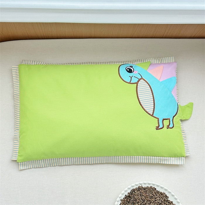 卓昌枕芯 2025新款全棉纯棉多巴胺小恐龙荞麦枕羽丝绒枕枕头枕芯单枕芯 小恐龙 -绿色 30x50cm荞麦款单枕/只