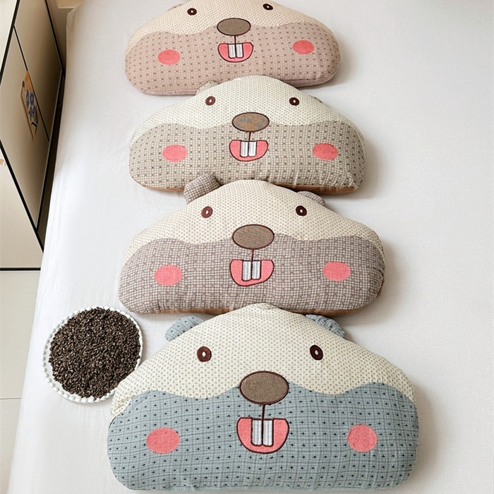 91家纺网 家纺一手货源 找家纺 卓昌枕芯 2025新款双层纱全棉纯棉土拨鼠荞麦卡通枕枕头枕芯单枕芯 组合图仅供展示 38x58cm甜荞款单枕/只