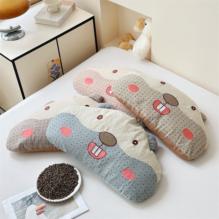 91家纺网 家纺一手货源 找家纺 卓昌枕芯 2025新款双层纱全棉纯棉土拨鼠荞麦卡通枕枕头枕芯单枕芯 组合图仅供展示 38x58cm甜荞款单枕/只