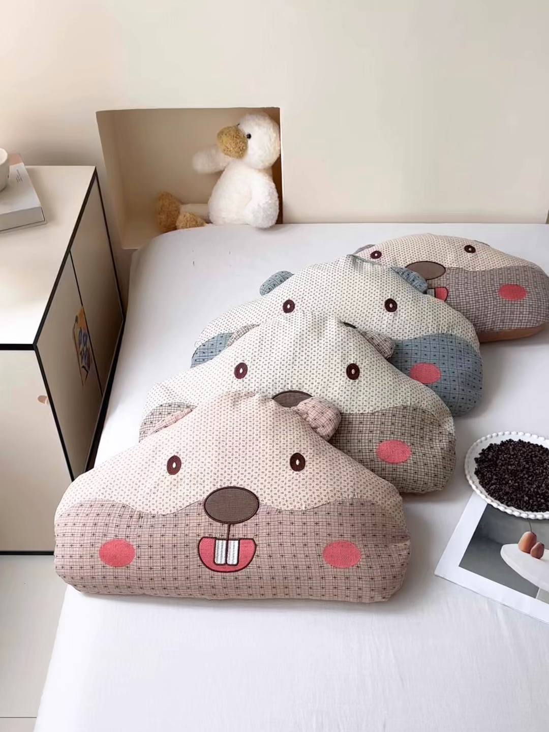 91家纺网 家纺一手货源 找家纺 卓昌枕芯 2025新款双层纱全棉纯棉土拨鼠荞麦卡通枕枕头枕芯单枕芯 组合图仅供展示 38x58cm甜荞款单枕/只