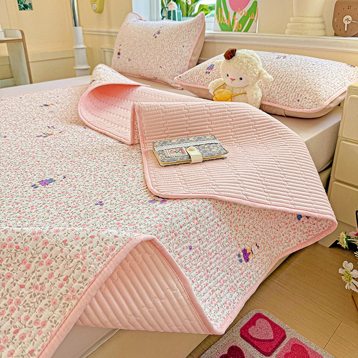 91家纺网 家纺一手货源 找家纺 恒尚居 2025新款云感床褥垫双层皱皱纱学生软床垫床护垫-四季款-系列一 欢乐兔