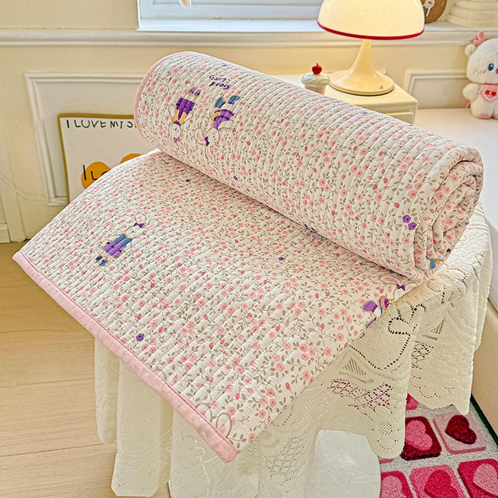 91家纺网 家纺一手货源 找家纺 恒尚居 2025新款云感床褥垫双层皱皱纱学生软床垫床护垫-四季款-系列一 欢乐兔