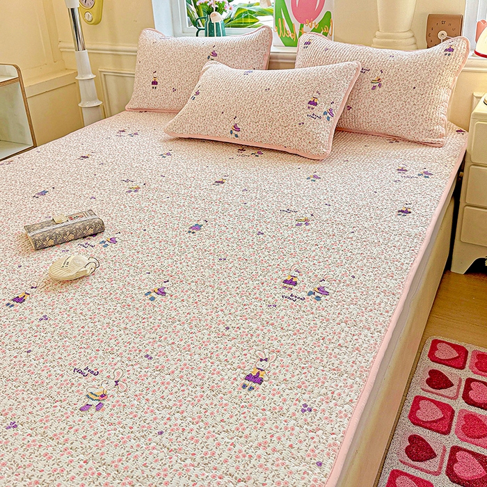 91家纺网 家纺一手货源 找家纺 恒尚居 2025新款云感床褥垫双层皱皱纱学生软床垫床护垫-四季款-系列一 欢乐兔