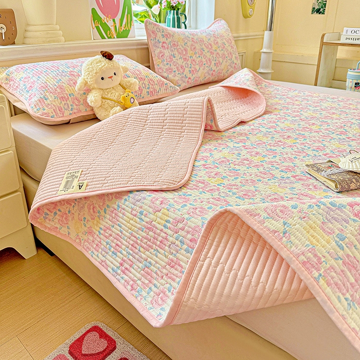 91家纺网 家纺一手货源 找家纺 恒尚居 2025新款云感床褥垫双层皱皱纱学生软床垫床护垫-四季款-系列一 玫瑰印象