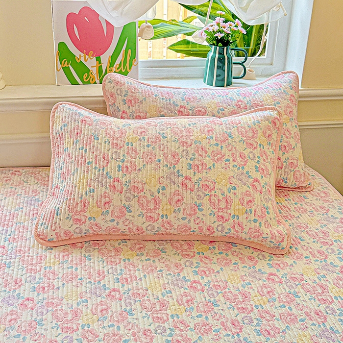 91家纺网 家纺一手货源 找家纺 恒尚居 2025新款云感床褥垫双层皱皱纱学生软床垫床护垫-四季款-系列一 玫瑰印象