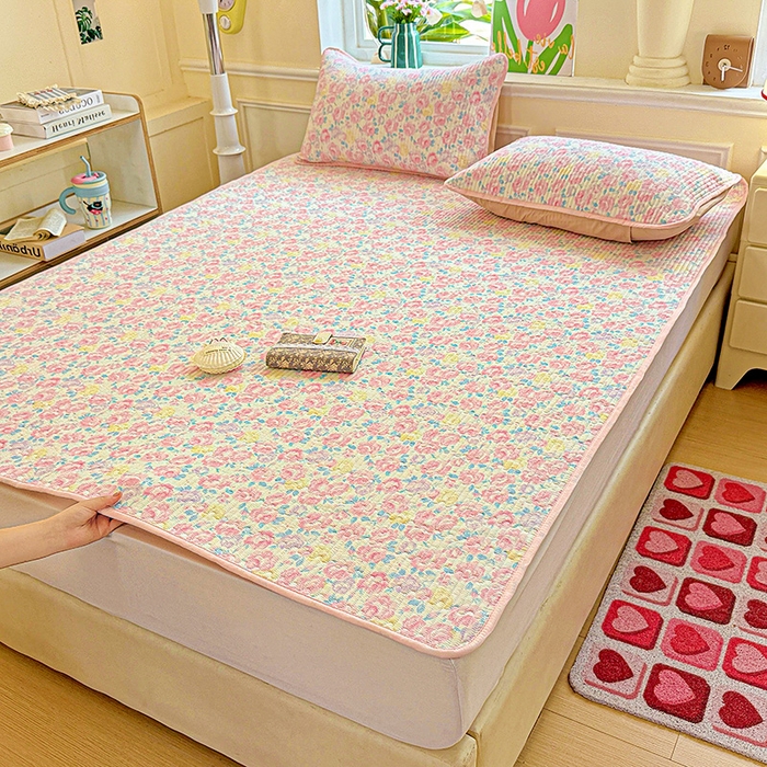 91家纺网 家纺一手货源 找家纺 恒尚居 2025新款云感床褥垫双层皱皱纱学生软床垫床护垫-四季款-系列一 玫瑰印象