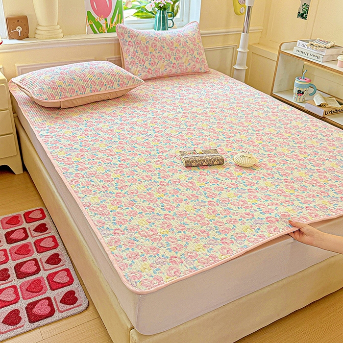 91家纺网 家纺一手货源 找家纺 恒尚居 2025新款云感床褥垫双层皱皱纱学生软床垫床护垫-四季款-系列一 玫瑰印象