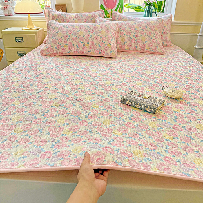 91家纺网 家纺一手货源 找家纺 恒尚居 2025新款云感床褥垫双层皱皱纱学生软床垫床护垫-四季款-系列一 玫瑰印象