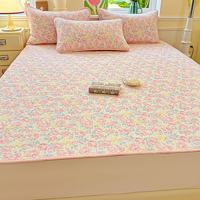 91家纺网 家纺一手货源 找家纺 恒尚居 2025新款云感床褥垫双层皱皱纱学生软床垫床护垫-四季款-系列一 玫瑰印象