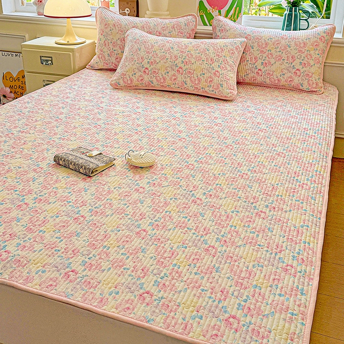 91家纺网 家纺一手货源 找家纺 恒尚居 2025新款云感床褥垫双层皱皱纱学生软床垫床护垫-四季款-系列一 玫瑰印象