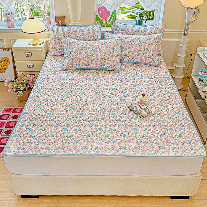 91家纺网 家纺一手货源 找家纺 恒尚居 2025新款云感床褥垫双层皱皱纱学生软床垫床护垫-四季款-系列一 蔷薇