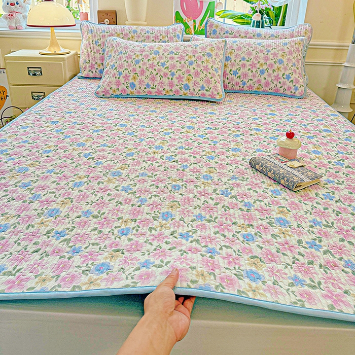 91家纺网 家纺一手货源 找家纺 恒尚居 2025新款云感床褥垫双层皱皱纱学生软床垫床护垫-四季款-系列一 蔷薇