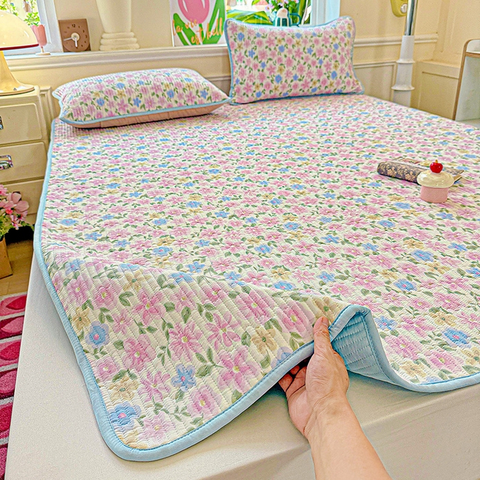 91家纺网 家纺一手货源 找家纺 恒尚居 2025新款云感床褥垫双层皱皱纱学生软床垫床护垫-四季款-系列一 蔷薇