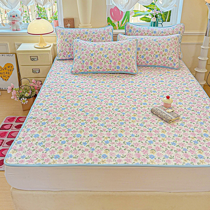 91家纺网 家纺一手货源 找家纺 恒尚居 2025新款云感床褥垫双层皱皱纱学生软床垫床护垫-四季款-系列一 蔷薇