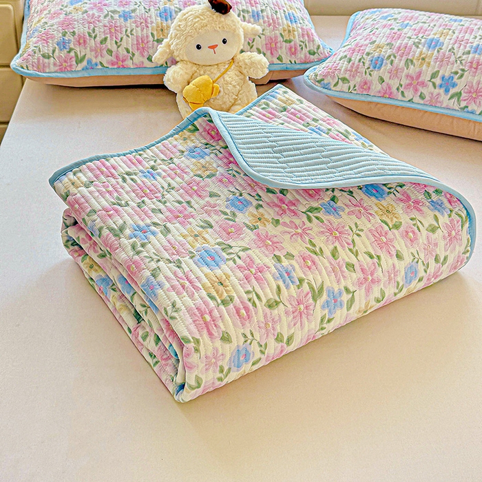 91家纺网 家纺一手货源 找家纺 恒尚居 2025新款云感床褥垫双层皱皱纱学生软床垫床护垫-四季款-系列一 蔷薇