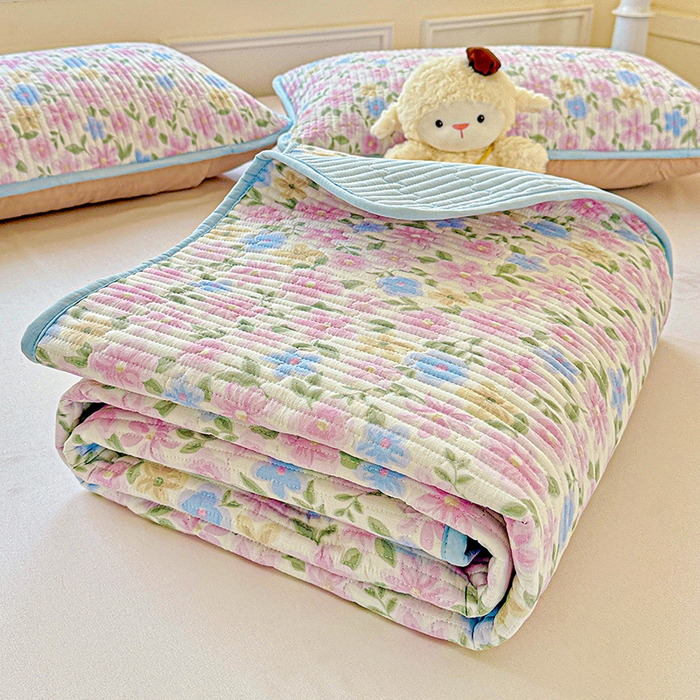 91家纺网 家纺一手货源 找家纺 恒尚居 2025新款云感床褥垫双层皱皱纱学生软床垫床护垫-四季款-系列一 蔷薇