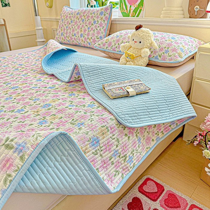 91家纺网 家纺一手货源 找家纺 恒尚居 2025新款云感床褥垫双层皱皱纱学生软床垫床护垫-四季款-系列一 蔷薇