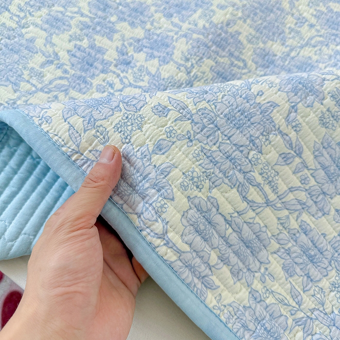 91家纺网 家纺一手货源 找家纺 恒尚居 2025新款云感床褥垫双层皱皱纱学生软床垫床护垫-四季款-系列一 清新蓝