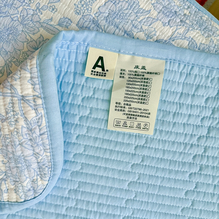 91家纺网 家纺一手货源 找家纺 恒尚居 2025新款云感床褥垫双层皱皱纱学生软床垫床护垫-四季款-系列一 清新蓝
