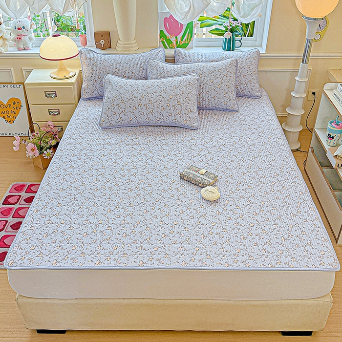 91家纺网 家纺一手货源 找家纺 恒尚居 2025新款云感床褥垫双层皱皱纱学生软床垫床护垫-四季款-系列一 紫藤花