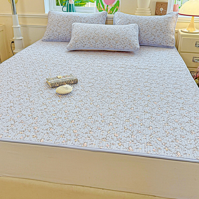 91家纺网 家纺一手货源 找家纺 恒尚居 2025新款云感床褥垫双层皱皱纱学生软床垫床护垫-四季款-系列一 紫藤花