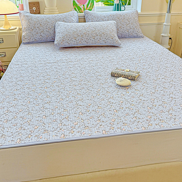 91家纺网 家纺一手货源 找家纺 恒尚居 2025新款云感床褥垫双层皱皱纱学生软床垫床护垫-四季款-系列一 紫藤花