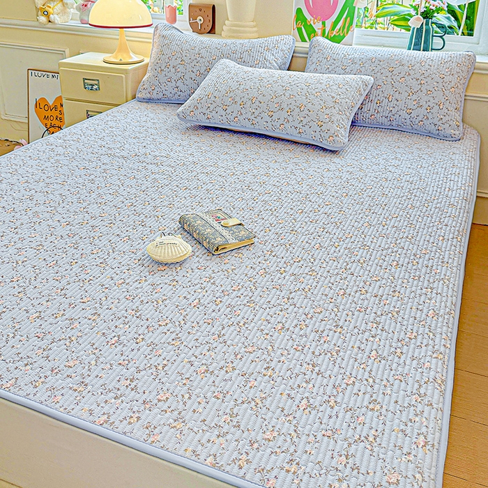 91家纺网 家纺一手货源 找家纺 恒尚居 2025新款云感床褥垫双层皱皱纱学生软床垫床护垫-四季款-系列一 紫藤花