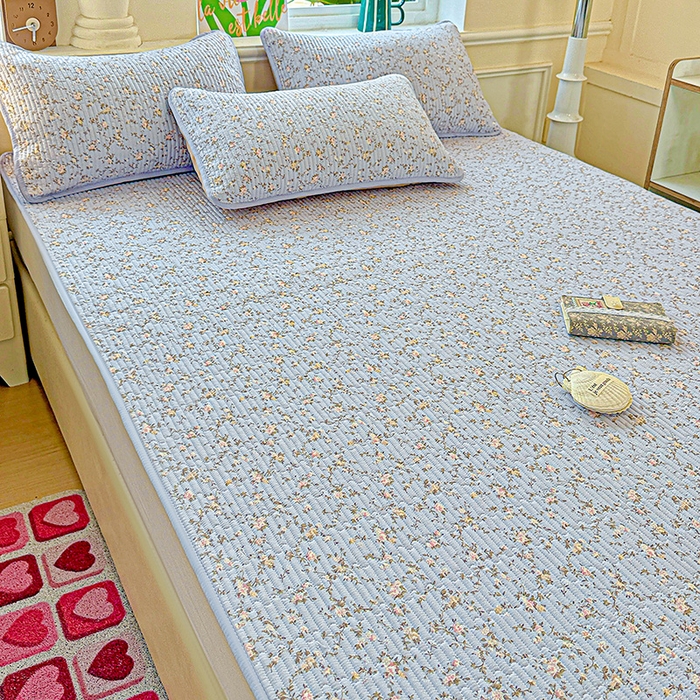 91家纺网 家纺一手货源 找家纺 恒尚居 2025新款云感床褥垫双层皱皱纱学生软床垫床护垫-四季款-系列一 紫藤花