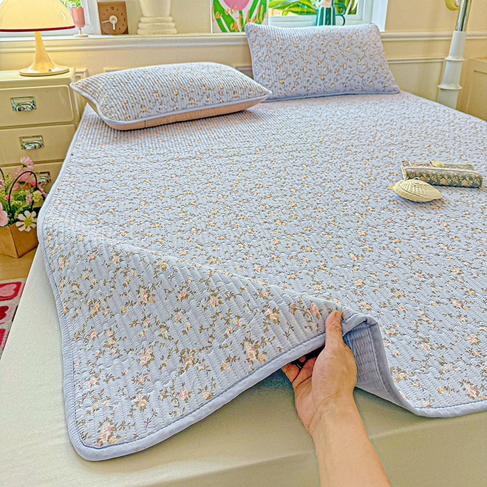 91家纺网 家纺一手货源 找家纺 恒尚居 2025新款云感床褥垫双层皱皱纱学生软床垫床护垫-四季款-系列一 紫藤花