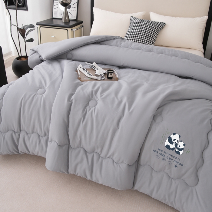 91家纺网 家纺一手货源 找家纺 瑶瑶家居床垫 2025新款大豆纤维熊猫被 被子被芯大熊猫系列 大熊猫-灰