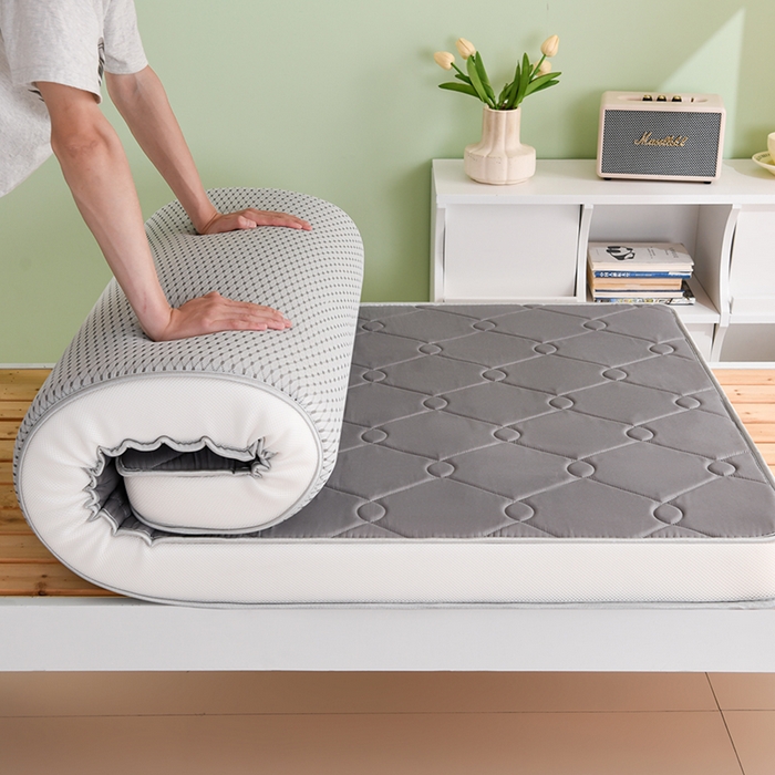 91家纺网 家纺一手货源 找家纺 美克家居 2025新款5D立体科技亲肤舒适简约居家磨毛立体边床垫学生床垫 立体床垫-大方灰