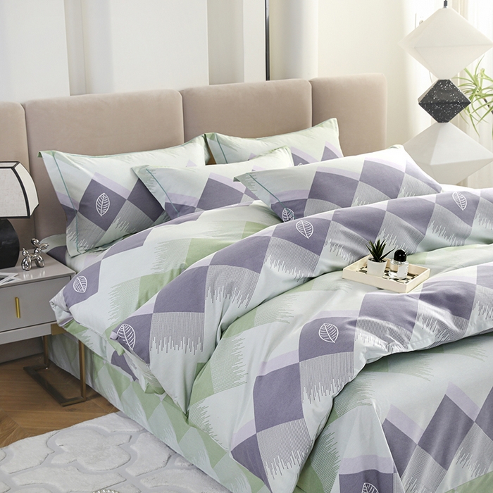 91家纺网 家纺一手货源 找家纺 金纱玉纺 2025年新款加厚四件套 晨曲-绿