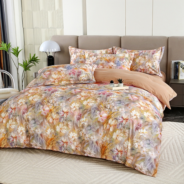 91家纺网 家纺一手货源 找家纺 金纱玉纺 2025年新款加厚四件套 从林春意-桔