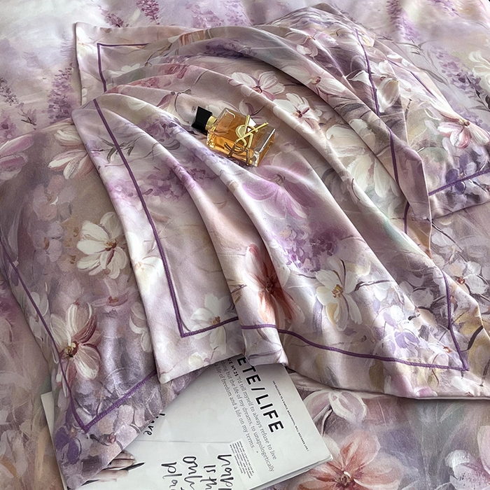 91家纺网 家纺一手货源 找家纺 金纱玉纺 2025年新款加厚四件套 丛林春意-紫
