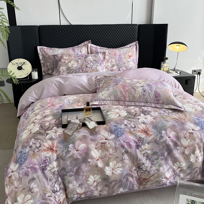 91家纺网 家纺一手货源 找家纺 金纱玉纺 2025年新款加厚四件套 丛林春意-紫