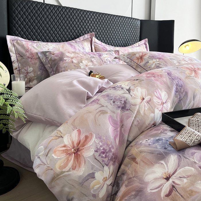 91家纺网 家纺一手货源 找家纺 金纱玉纺 2025年新款加厚四件套 丛林春意-紫