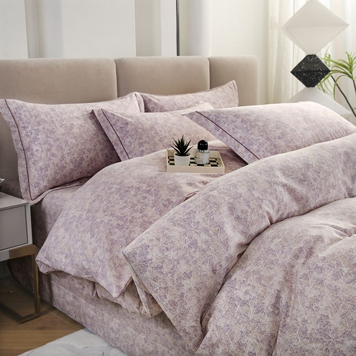 91家纺网 家纺一手货源 找家纺 金纱玉纺 2025年新款加厚四件套 风信-紫