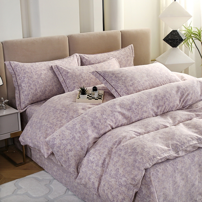 91家纺网 家纺一手货源 找家纺 金纱玉纺 2025年新款加厚四件套 风信-紫