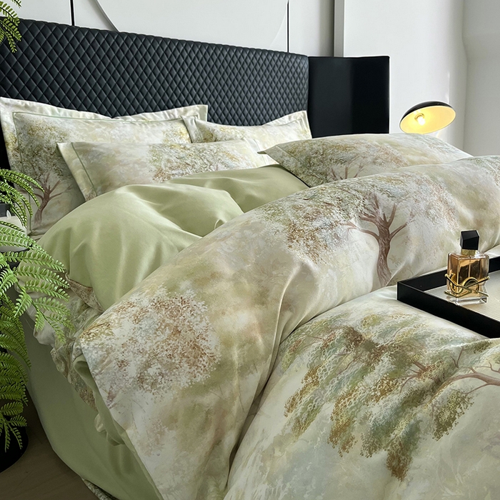 91家纺网 家纺一手货源 找家纺 金纱玉纺 2025年新款加厚四件套 绿韵-绿