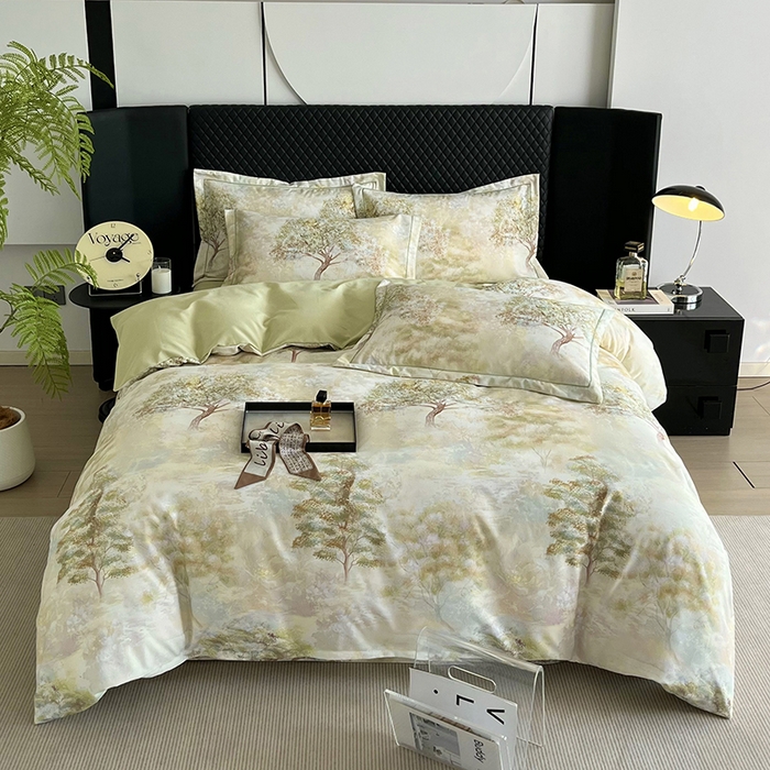 金纱玉纺 2025年新款加厚四件套 绿韵-绿