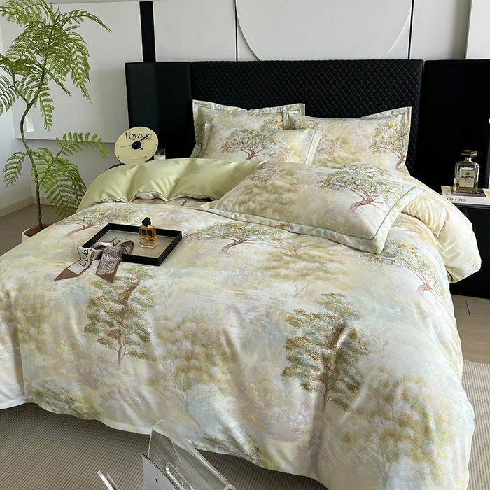 91家纺网 家纺一手货源 找家纺 金纱玉纺 2025年新款加厚四件套 绿韵-绿